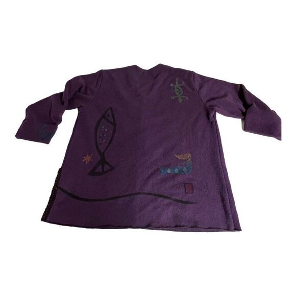 Vintage Play Alegre Linen Shirt Jacket M Hand Painted Art to Wear Fish Nautical - Picture 6 of 8